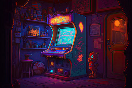 Retro arcade illustration. Generative AIの素材