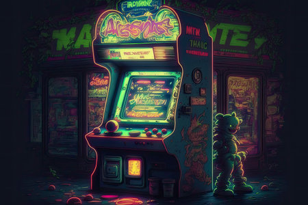Retro arcade illustration. Generative AIの素材