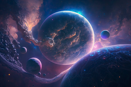 space scene with planets. Generative a.i.の素材