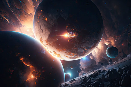 space scene with planets. Generative a.i.の素材
