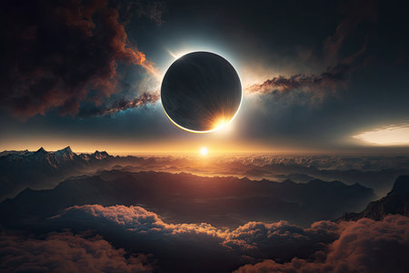 eclipse alone over clouds. Generative a.i.の素材