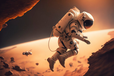 astronaut walking on mars. Generative a.i.の素材