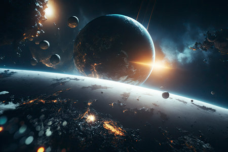 space scene with planets. Generative a.i.の素材