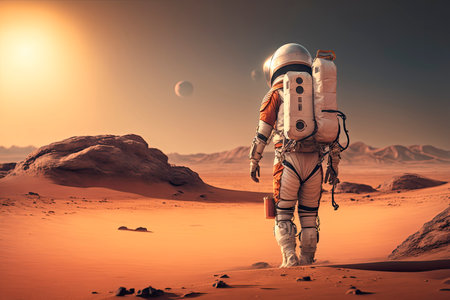 astronaut walking on mars. Generative a.i.の素材