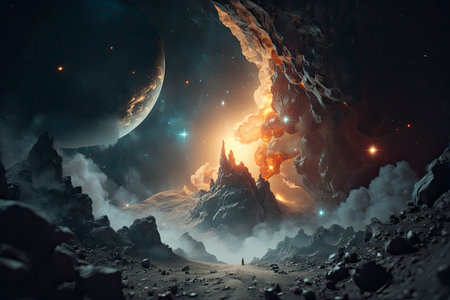 space scene with planets. Generative a.i.の素材