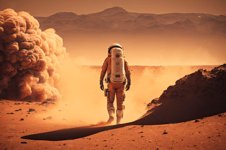 astronaut walking on mars. Generative a.i.の素材