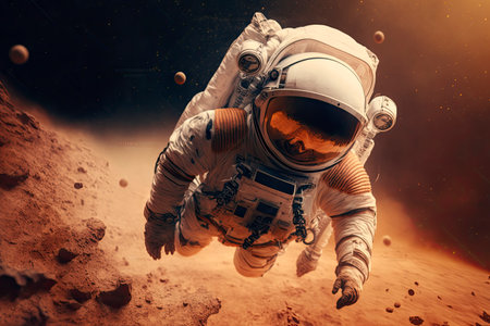 astronaut walking on mars. Generative a.i.の素材