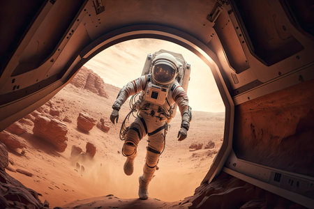 astronaut walking on mars. Generative a.i.の素材