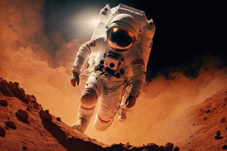 astronaut walking on mars. Generative a.i.の素材