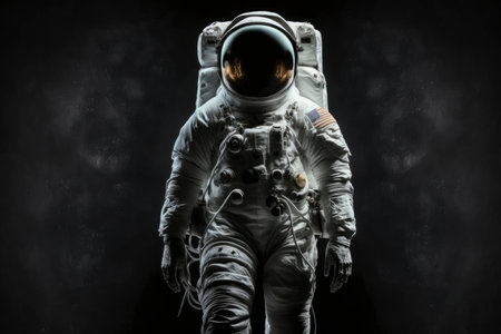 astronaut with black background. Generative a.i.の素材