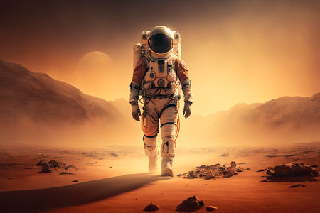 astronaut walking on mars. Generative a.i.の素材