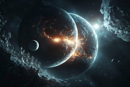 space scene with planets. Generative a.i.の素材