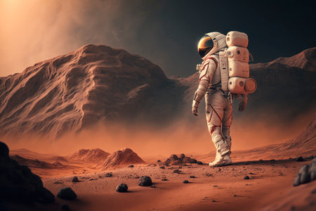astronaut walking on mars. Generative a.i.の素材
