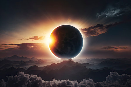 eclipse alone over clouds. Generative a.i.の素材