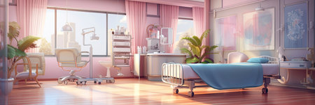 illustration of empty hospital room. Generative aiの素材