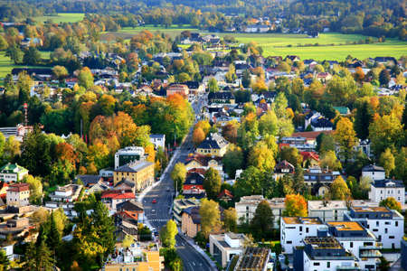 Beautiful view of autumn colors in Salzburg, Austriaの写真素材