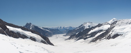 Grosser Aletschgletcher (glacier) from Jungfraujoch (Jungfrau saddle), Alps, Switzerlandの写真素材