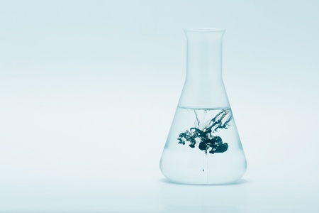Blue tint glass chemical flaskの写真素材