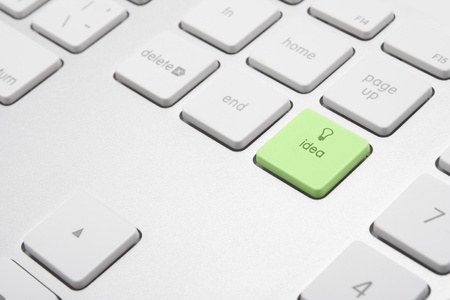 Keyboard with button idea - computer generated ideas conceptの写真素材