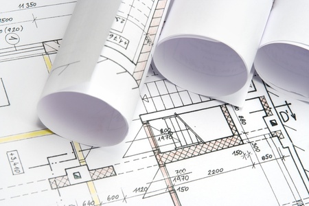 Studio shot of architecture blueprints