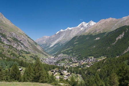 Village Zermatt and surrounding area in Swiss Alpsの写真素材