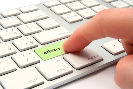 Launch antivirus software on computer conceptの写真素材