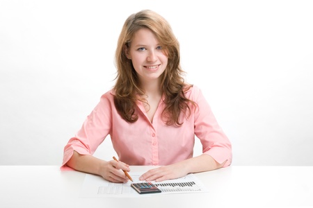 Student girl analyse business dataの写真素材