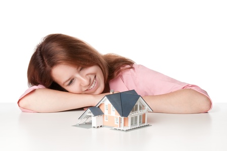 Estate agency client (architect, constructor) dream about new houseの写真素材