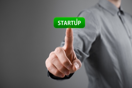 Man start his startup business. Investor accelerate start-up project concept.の写真素材