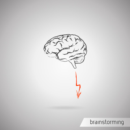 Brainstorming concept  Brain and one flash のイラスト素材