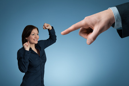 Human resources concept - recruiter select lucky employee の写真素材