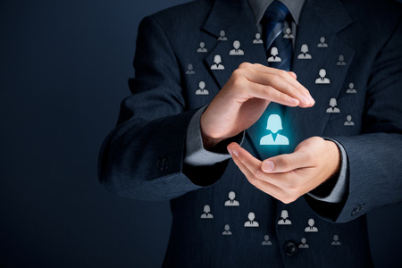 Patron, feminism; female customer care, protection, customer personalization, individual customer, CRM, social customer service, customer retention, customer relationship, care for employees, marketing niche segmentation concepts.の写真素材