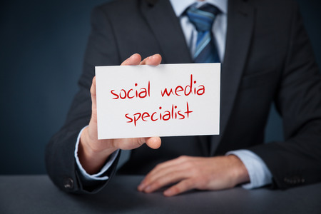 Human resources officer (headhunter, personnel) looking for a social media specialist.の写真素材