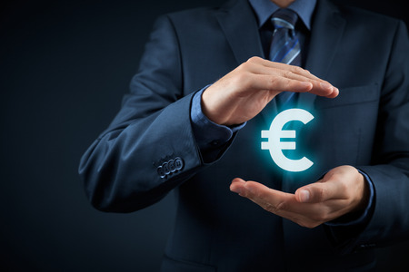 Protect company finances and tax optimization, company investment, represented by euro symbol.の写真素材