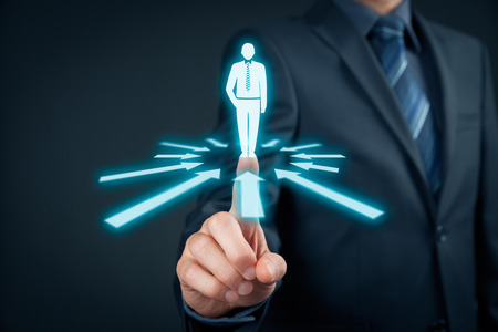 Human resources officer choose employee or team leader (CEO). Individual customer marketing and personalization concept.の写真素材