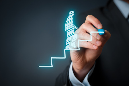 Personal development, personal and career growth, progress and potential concepts. Coach (human resources officer, supervisor) motivate employee to growth. Personal development, personal and career growth, progress and potential concepts. Coach (human resources officer, supervisor) motivate employee to growth.