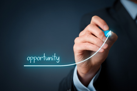 Increase opportunity concept. Businessman draw line to increase opportunity for his company.の写真素材