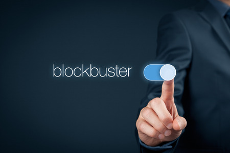 Bestseller concept. Businessman switch over bestseller - succcessful pharmaceutical, movie and tv products.の写真素材