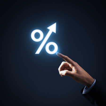 Percentage growth concept - symbol of increasing revenue, profit, EBIT and another positive growth in business.の写真素材