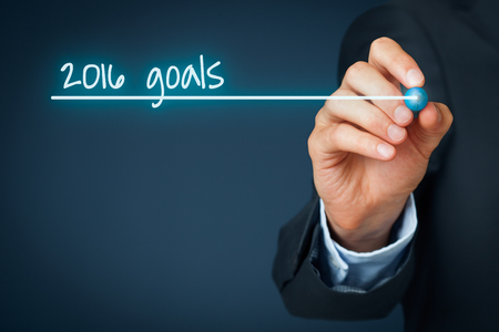 Businessman plan goals for 2016. Business new year goals and targets concept.の写真素材