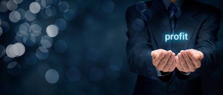 Increase profit concept. Businessman give you solution to increase your profit.の写真素材