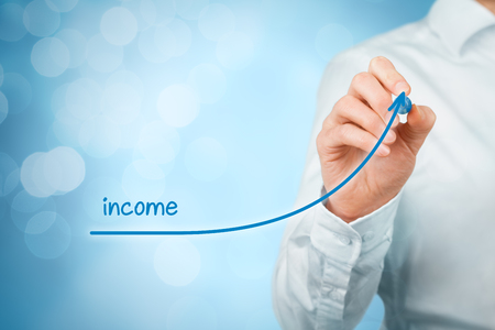 Increase income concept. Chief Financial Officer (CFO, shareholder) plan income growth represented by graph.の写真素材