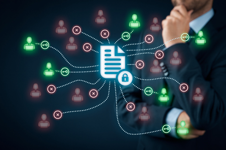 Corporate data management system (DMS) and document management system with privacy theme concept.の写真素材