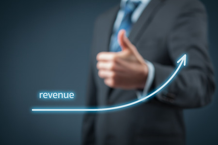 Increase revenue concept. Businessman is satisfied with company revenue growth.の写真素材