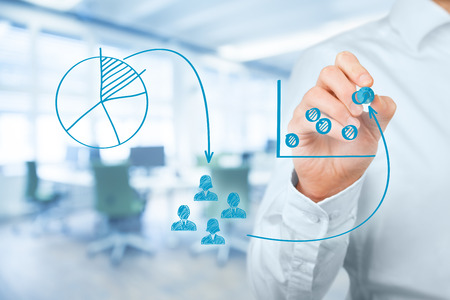 Marketing positioning and marketing strategy  segmentation, targeting, and positioning. Visualization of marketing positioning and similar situations on market.の写真素材