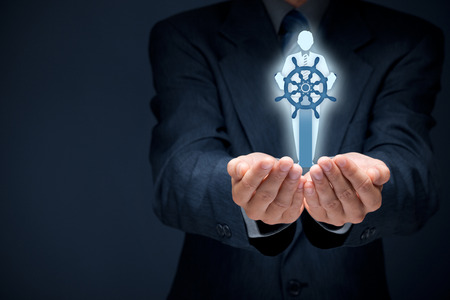 Captain as metaphor of influential leader and manager with mission. Business leading concept.の写真素材