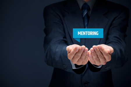 Mentoring advertisement concept. Mentor show virtual label with text mentoring.の写真素材