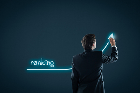 Increase ranking concept. Businessman draw plan to increase ranking of his company or website.
の写真素材
