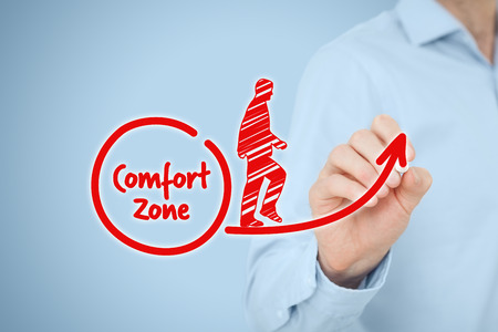 Leave your comfort zone, personal development, motivation, innovation and challenge concepts.の写真素材