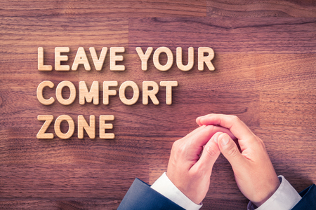 Leave your comfort zone, personal development, motivation, innovation and challenge concepts.の写真素材